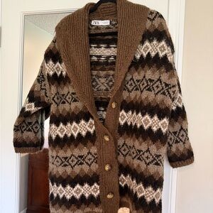 Zara Brown and Black Knit Sweater